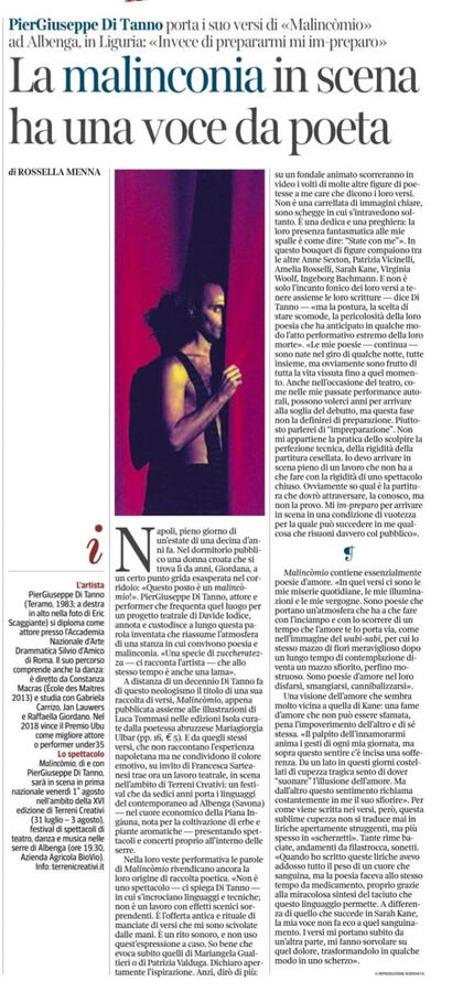 Piergiuseppe Di Tanno su "La Lettura" del Corriere della Sera Piergiuseppe Di Tanno - La Lettura